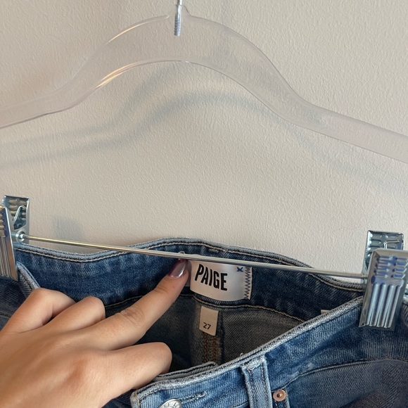 Paige Rockshow Distressed Blue Wide-Leg Jeans - Picture 4 of 7